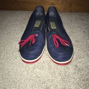 Navy and Red Lace Sneakers
